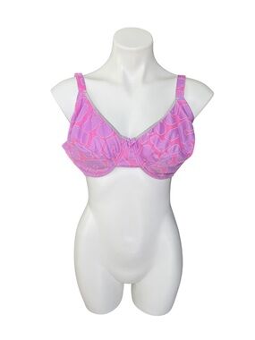 Vintage International Intimates Neon Pink Purple Bra 42D Y2K